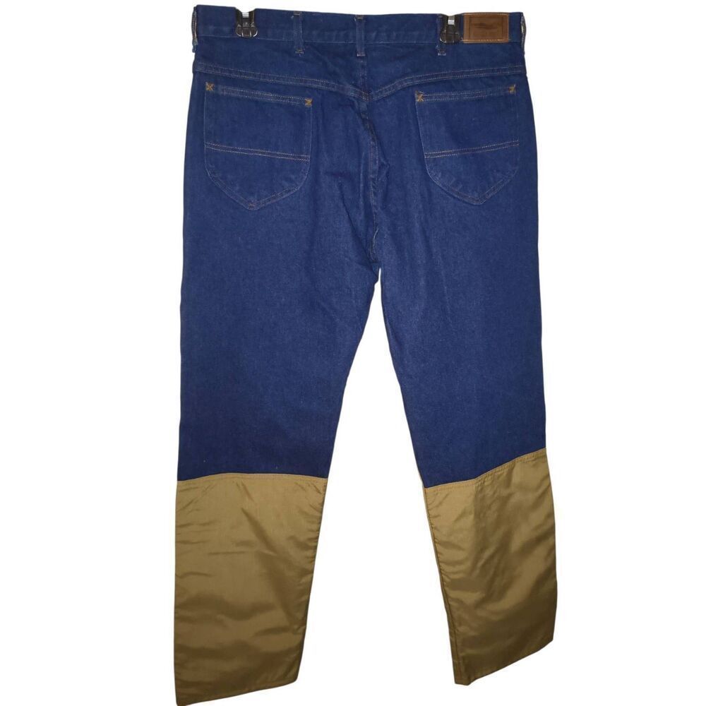 L.L. Bean Hunting Jeans Mens 36x31 Relaxed Straight Blue Denim Fishing Brush gua